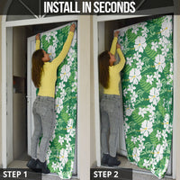 Green Hawaiian Hibiscus Monstera Door Cover Grunge Stylized LT01 - Polynesian Pride