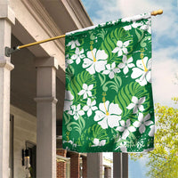 Green Hawaiian Hibiscus Monstera Garden Flag Grunge Stylized