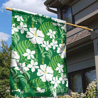 Green Hawaiian Hibiscus Monstera Garden Flag Grunge Stylized