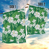 Green Hawaiian Hibiscus Monstera Garden Flag Grunge Stylized