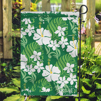 Green Hawaiian Hibiscus Monstera Garden Flag Grunge Stylized