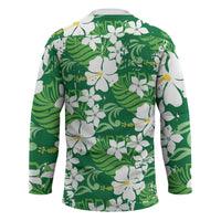 Green Hawaiian Hibiscus Monstera Hockey Jersey Grunge Stylized