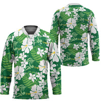 Green Hawaiian Hibiscus Monstera Hockey Jersey Grunge Stylized