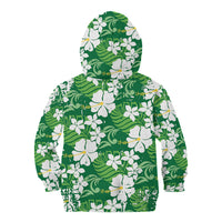 Green Hawaiian Hibiscus Monstera Kid Hoodie Grunge Stylized