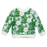 Green Hawaiian Hibiscus Monstera Kid Ugly Christmas Sweater Grunge Stylized LT01 Kid Green - Polynesian Pride