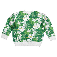 Green Hawaiian Hibiscus Monstera Kid Ugly Christmas Sweater Grunge Stylized LT01 - Polynesian Pride