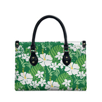 Green Hawaiian Hibiscus Monstera Leather Bag Grunge Stylized LT01 - Polynesian Pride