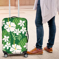 Green Hawaiian Hibiscus Monstera Luggage Cover Grunge Stylized