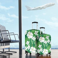 Green Hawaiian Hibiscus Monstera Luggage Cover Grunge Stylized