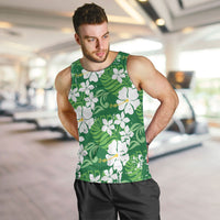 Green Hawaiian Hibiscus Monstera Men Tank Top Grunge Stylized