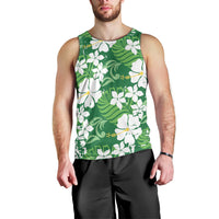 Green Hawaiian Hibiscus Monstera Men Tank Top Grunge Stylized