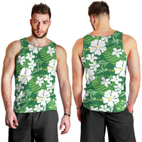 Green Hawaiian Hibiscus Monstera Men Tank Top Grunge Stylized