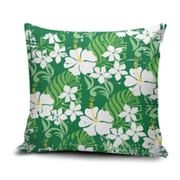 Green Hawaiian Hibiscus Monstera Pillow Cover Grunge Stylized LT01 Green - Polynesian Pride
