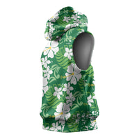 Green Hawaiian Hibiscus Monstera Sleeveless Hoodie Grunge Stylized