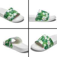 Green Hawaiian Hibiscus Monstera Slide Sandals Grunge Stylized