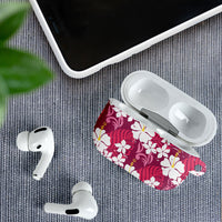 Pink Hawaiian Hibiscus Monstera AirPods Case Grunge Stylized