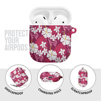 Pink Hawaiian Hibiscus Monstera AirPods Case Grunge Stylized