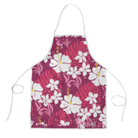 Pink Hawaiian Hibiscus Monstera Apron Grunge Stylized LT01 Pink - Polynesian Pride