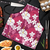 Pink Hawaiian Hibiscus Monstera Apron Grunge Stylized LT01 Pink - Polynesian Pride