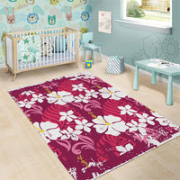 Pink Hawaiian Hibiscus Monstera Area Rug Grunge Stylized