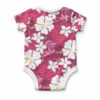 Pink Hawaiian Hibiscus Monstera Baby Onesie Grunge Stylized LT01 - Polynesian Pride
