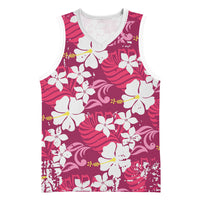 Pink Hawaiian Hibiscus Monstera Basketball Jersey Grunge Stylized