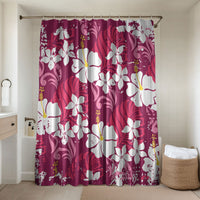 Pink Hawaiian Hibiscus Monstera Bathroom Set Grunge Stylized LT01 Shower Curtain Only Pink - Polynesian Pride