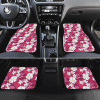 Pink Hawaiian Hibiscus Monstera Car Mats Grunge Stylized LT01 Set 4pcs Pink - Polynesian Pride