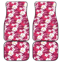 Pink Hawaiian Hibiscus Monstera Car Mats Grunge Stylized LT01 - Polynesian Pride