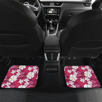 Pink Hawaiian Hibiscus Monstera Car Mats Grunge Stylized LT01 Set 2pcs - Back Pink - Polynesian Pride