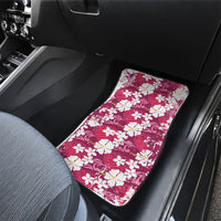 Pink Hawaiian Hibiscus Monstera Car Mats Grunge Stylized LT01 - Polynesian Pride