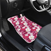 Pink Hawaiian Hibiscus Monstera Car Mats Grunge Stylized LT01 - Polynesian Pride