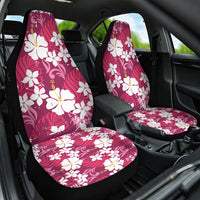 Pink Hawaiian Hibiscus Monstera Car Seat Cover Grunge Stylized
