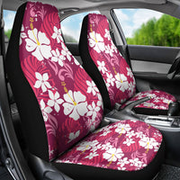 Pink Hawaiian Hibiscus Monstera Car Seat Cover Grunge Stylized