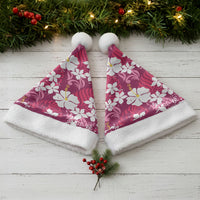 Pink Hawaiian Hibiscus Monstera Christmas Santa Hat Grunge Stylized LT01 - Polynesian Pride
