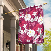 Pink Hawaiian Hibiscus Monstera Garden Flag Grunge Stylized