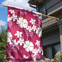 Pink Hawaiian Hibiscus Monstera Garden Flag Grunge Stylized