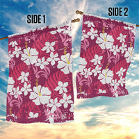 Pink Hawaiian Hibiscus Monstera Garden Flag Grunge Stylized