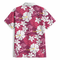 Pink Hawaiian Hibiscus Monstera Hawaiian Shirt Grunge Stylized