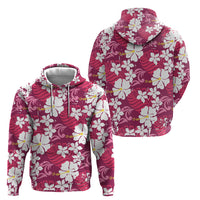 Pink Hawaiian Hibiscus Monstera Hoodie Grunge Stylized