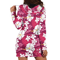 Pink Hawaiian Hibiscus Monstera Hoodie Dress Grunge Stylized LT01 - Polynesian Pride