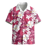 Pink Hawaiian Hibiscus Monstera Kid Hawaiian Shirt Grunge Stylized
