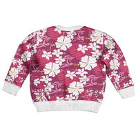 Pink Hawaiian Hibiscus Monstera Kid Ugly Christmas Sweater Grunge Stylized LT01 - Polynesian Pride