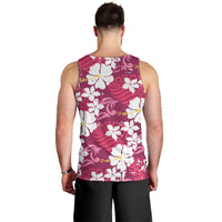 Pink Hawaiian Hibiscus Monstera Men Tank Top Grunge Stylized