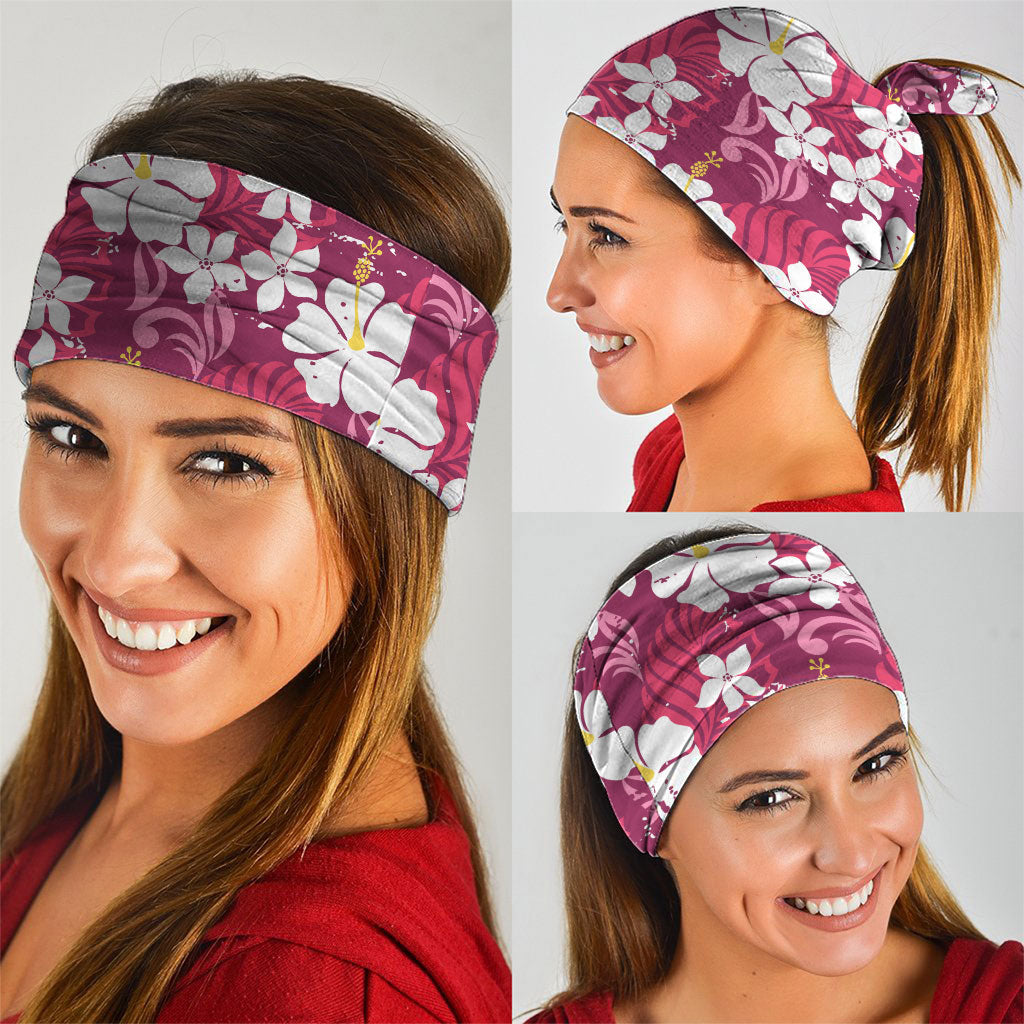 Pink Hawaiian Hibiscus Monstera Neck Gaiter Grunge Stylized LT01 - Polynesian Pride