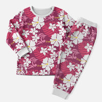 Pink Hawaiian Hibiscus Monstera Christmas Pajama Set Grunge Stylized LT01 Men Pink - Polynesian Pride