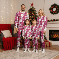 Pink Hawaiian Hibiscus Monstera Christmas Pajama Set Grunge Stylized LT01 - Polynesian Pride