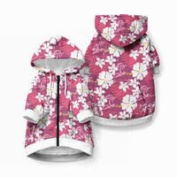 Pink Hawaiian Hibiscus Monstera Pet Hoodie Grunge Stylized