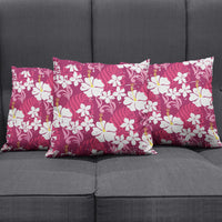 Pink Hawaiian Hibiscus Monstera Pillow Cover Grunge Stylized
