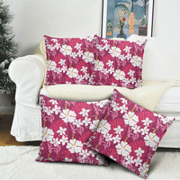 Pink Hawaiian Hibiscus Monstera Pillow Cover Grunge Stylized